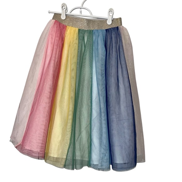 Hanna Andersson Other - Hanna Andersson girls rainbow tulle pull on Skirt sz 150 US 12 sparkle waist